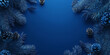 © Silga - Elegant winter background, blue pine branches, pinecones, minimalistic, winter holiday concept