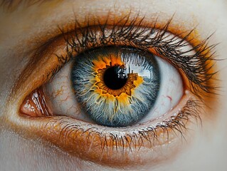 Wall Mural - Close Up of a Human Eye with a Cityscape Reflected in the Iris