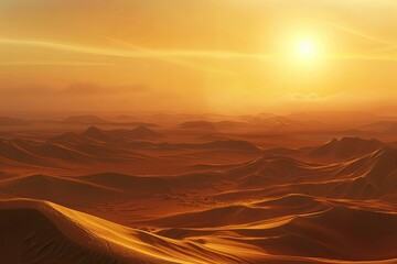 Poster - Vast desert landscape bathed in the golden light of the setting sun