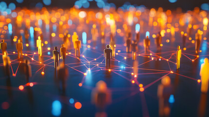 Aufkleber - Global online network unites people in a digital community with blue background emphasizing human connections