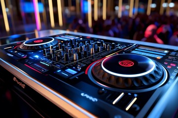Aufkleber - 3D digital DJ set, where users can control the beats, mix tracks, and perform in front of a virtual crowd in an immersive, fully interactive environment
