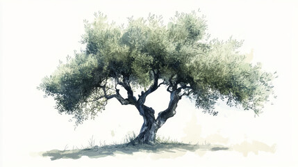 Illustrate an olive tree through the changing seasons, from the lush green of summer to the bare branches of winter. Capture the treeâ€™s beauty and resilience throughout the year. 