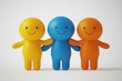 © Leo Rohmann - 3D illustration of smiling orange and blue characters standing together symbolizing friendship happiness and unity in a playful design