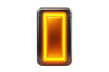 Poster - Orange glowing button on a black background, ideal for digital interfaces isolated on transparent background.