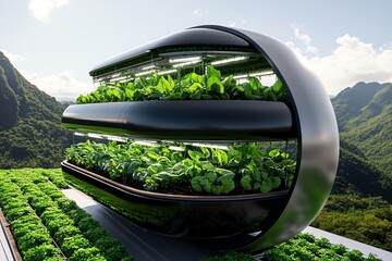 3d digital rendering of a vertical farm, allowing users to explore how crops are grown, harvested, a