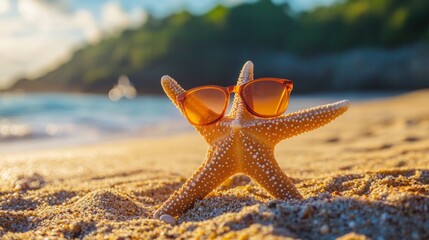 funny starfish in glasses summer vacation decor