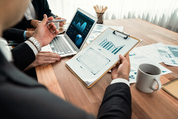 Poster - financial data analysis dashboard by fintech bi or business intelligence display on laptop screen to
