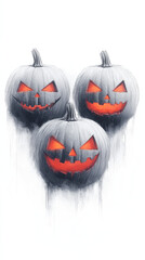 Poster - Three jack-o'-lanterns with glowing eyes and sinister smiles.