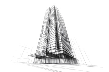 architectural sketch of futuristic building isolated png transparent background