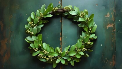 symbol of victory and honor in a green laurel wreath