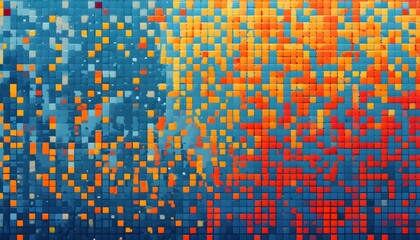 Wall Mural - Abstract Pixelated Dots and Squares Background in Evaporating Halftone Design