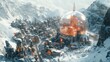 © ProPhotos - A huge transparent dome covers a high-tech city resting on an alien surface. The surrounding rocky, snow-covered landscape contrasts with the advanced architecture.