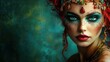 © ProPhotos - A woman with a bright and colorful appearance, wearing a headdress and make-up in blue, red and green tones, as well as sparkling jewelry.