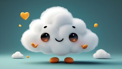 Wall Mural - Charming Cartoon Cloud Character Illustrating the Concept of Digital Cloud Storage