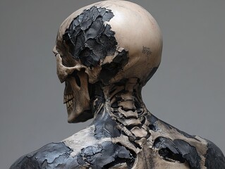 Wall Mural - Human Skull and Skeleton Sculpture: A Dark and Detailed Artwork