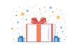 © Leo Rohmann - Large wrapped Christmas gift with a red ribbon surrounded by falling snowflakes symbolizing the festive joy generosity and warmth of holiday celebrations