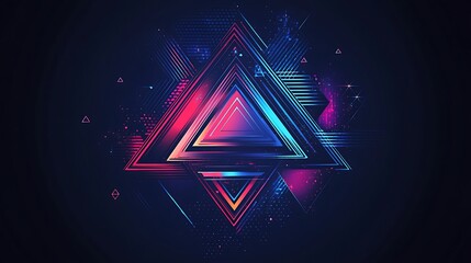 Poster - Abstract geometric design with colorful triangles and lines.