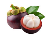 Mangosteen fruit or Garcinia mangostana, isolated on transparent background