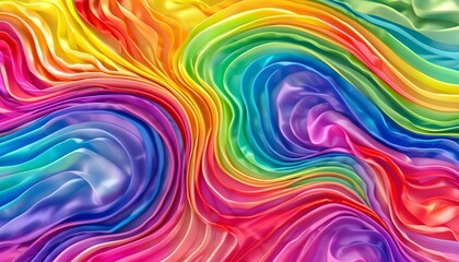 Wall Mural - Vibrant Iridescent Chromatic Waves in a Dynamic Ribbon Background