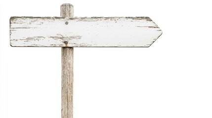 white wooden arrow sign isolated on white