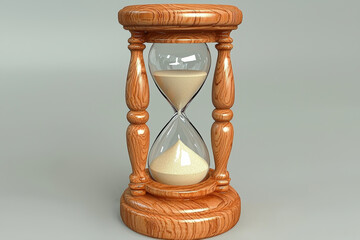 elegant wooden hourglass with sand flowing through its center, symbolizing passage of time. This classic design adds touch of sophistication to any decor