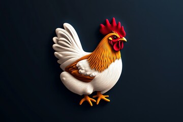 Poster - Minimalist chicken icon, with bold, smooth lines representing a free-range hen, symbolizing farm animals in a simple, elegant form