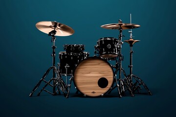 Poster - Minimalist drum set icon, with simple, sleek shapes representing a drum kit in a bold, modern style, emphasizing rhythm and percussion