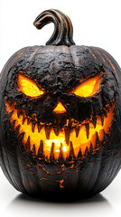 Wall Mural - A menacing jack-o'-lantern with a wide, toothy grin, illuminated from within.