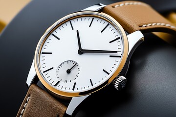 Aufkleber - Minimalist watch icon, with a clean, round face and simple band, embodying timeless elegance and simplicity
