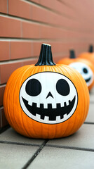 Canvas Print - A close-up of a jack-o'-lantern with a spooky smile.