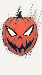 Canvas Print - Scary Halloween jack-o'-lantern with a menacing grin.