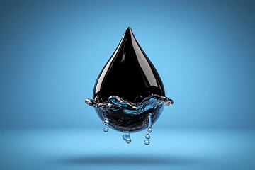 Poster - Minimalist water droplet icon, representing hydroelectric energy in a simple, abstract style, symbolizing waterâ€™s role in renewable energy