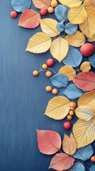 Poster - Autumn leaves in vibrant shades of red, yellow, and blue.