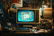 © Sekai - Vintage Technology: CRT Monitor on a Cluttered Desk
