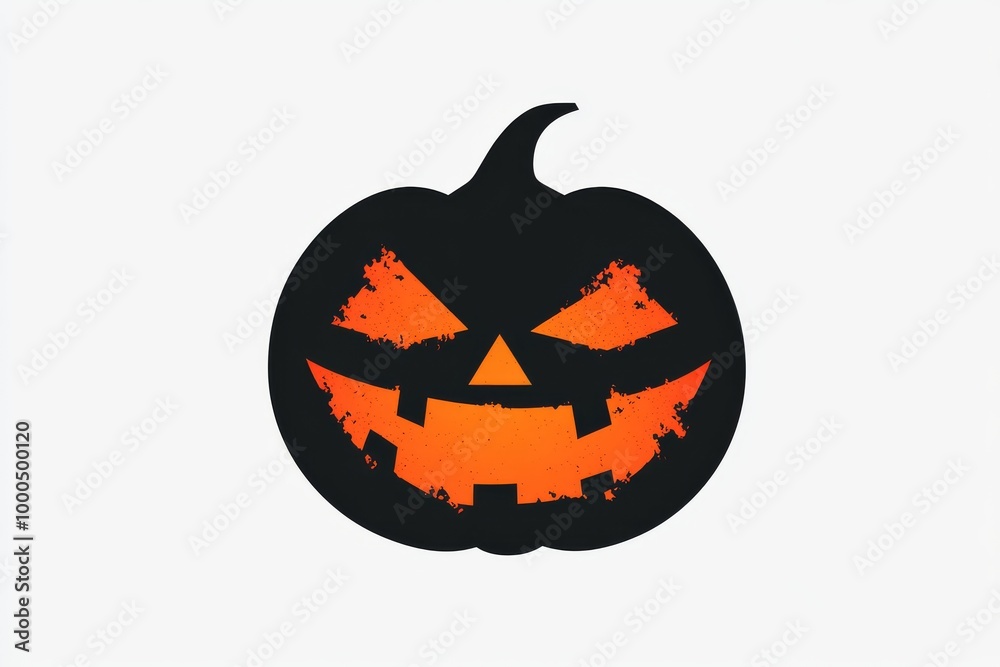 Halloween jack o lantern icon with a wide grin set against a clean ...