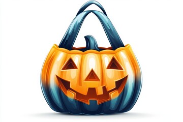 Halloween themed tote bag with a glowing jack o lantern face creating a fun and practical accessory perfect for trick or treat or festive Halloween outings