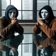 © customer solution - Face to face, people's masks, their real faces