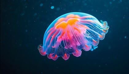 Neon Jellyfish Illuminating Dark Waters with Pink and Blue Glows