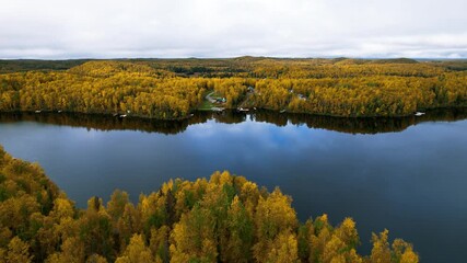 Wall Mural - aerial panoramic view of willow creek state recreation area in alaska.