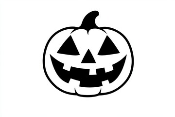 Poster - Simple black and white jack o lantern face in a minimalistic style ideal for logos icons and Halloween themed graphic design projects