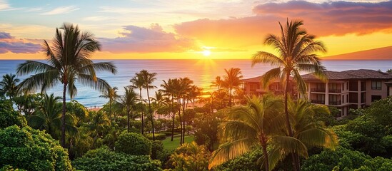 Wall Mural - Sunset Over Tropical Paradise