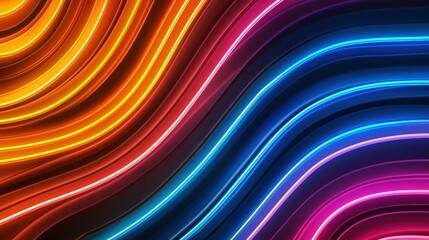 Wall Mural - Abstract Neon Background with Colorful Wavy Lines