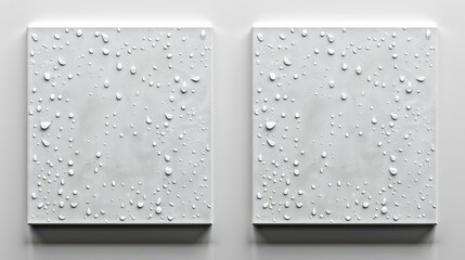 Two White Square Tiles with Embossed Dots