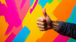 © ChristacilinCreative - An arm from off screen giving a thumbs up against a bright painted background