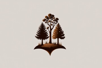 Wall Mural - Simple forest outline, with trees depicted in a minimalist style, symbolizing forest preservation and growth