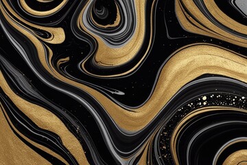 black and gold metallic waves pattern abstract background