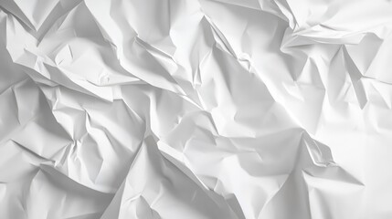 Poster - Close-up of crumpled white paper texture, with natural creases and folds creating depth and shadow