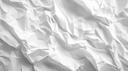 Poster - Close-up of crumpled white paper texture, with natural creases and folds creating depth and shadow