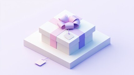 Poster - A pastel-colored gift box with a bow, symbolizing celebration and giving.