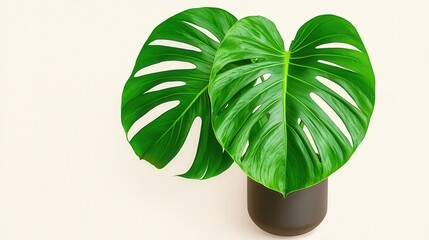 Wall Mural - Lush Green Monstera Plant in Modern Pot  Isolated on White Background